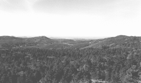 photo of the surrounding hills
and mountains in black and white